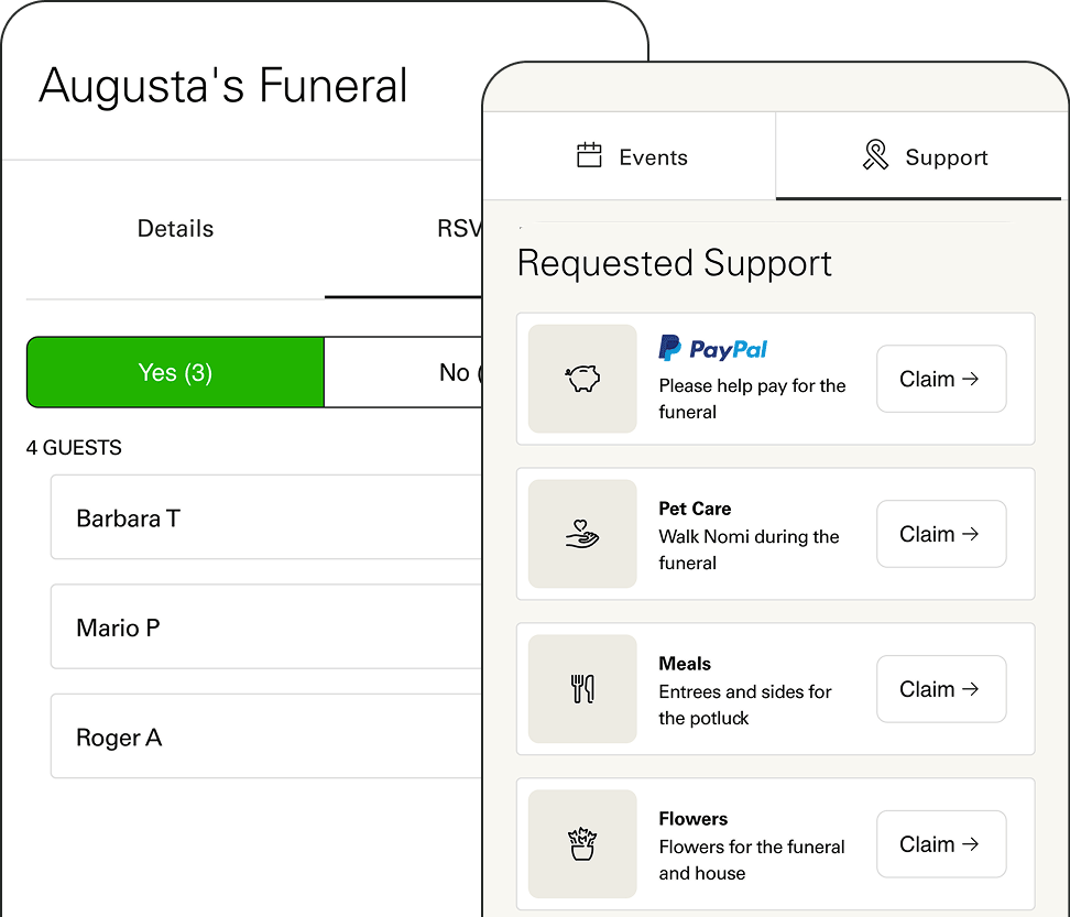 Manage RSVPs and gifts